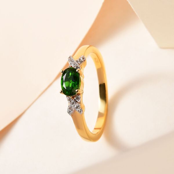 Natürlicher Chromdiopsid und Zirkon-Ring image number 2