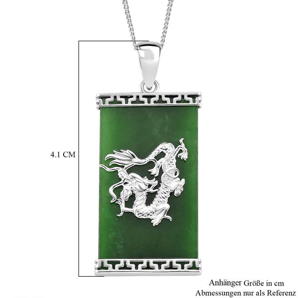 Grüne Jade Drachen-Anhänger mit Kette, 925 Silber rhodiniert, ca. 17.24 ct image number 6