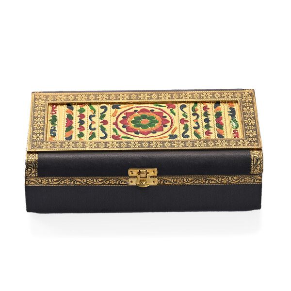 Handgefertigte, oxidierte Schmuckbox mit Blumen-Prägung, 24,2x15x7 cm image number 2