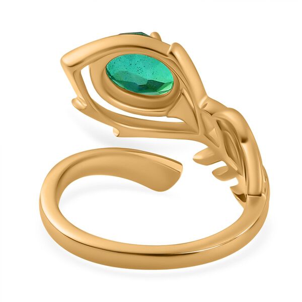 Pfau Quarz Triplette Ring, 925 Silber Gelbgold Vermeil (Größe 19.00), ca. 1.34 ct image number 6