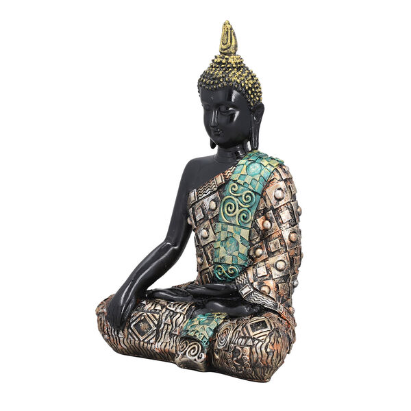 Buddha Statue mit Ornamenten, Schwarz und Gold image number 6
