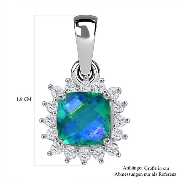 Pfau Triplett Quarz und Zirkon Anh&auml;nger in 925 Silber - 1,44 ct. image number 6