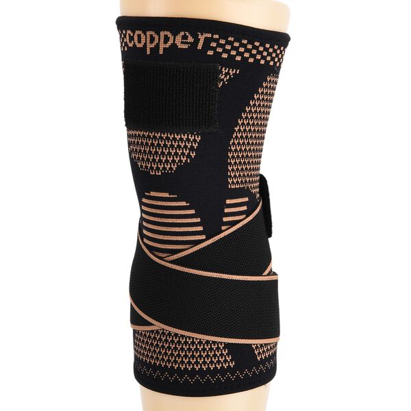 Kupferfaser Knie Bandagen Paar verstellbar Kompression Schwarz-Kupfer image number 7