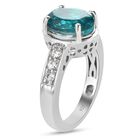Capri Blau Triplett Quarz und Zirkon Ring 925 Silber Platin-Überzug image number 4