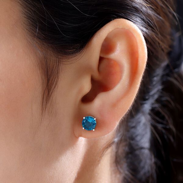 Capri-Blau Triplett Quarz-Ohrringe, 925 Silber platiniert ca. 2,77 ct image number 3