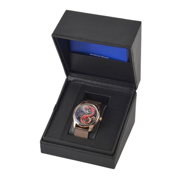 WILLIAM HUNT LIMITIERTE EDITION - Drachen Uhr Seiko Automatik Uhrwerk, 21 Jeweils, Saphir Mineralglas, 5 ATM Wasserdicht, Edelstahl image number 9