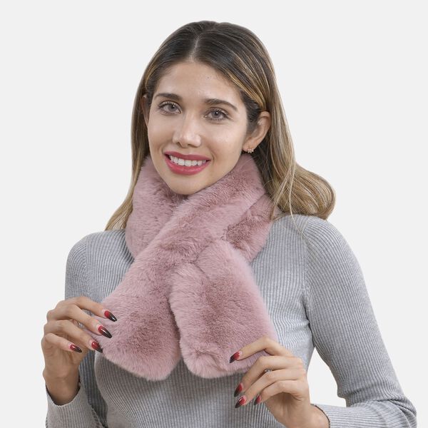 Superweicher Kunstfell Schal, 65x18 cm, Altrosa image number 1