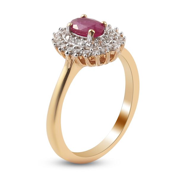 Burmesischer Rubin und Zirkon Ring 925 Silber 585 vergoldet image number 4