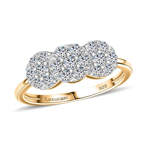 Lab Grown Diamant SI Ring 925 Silber 750 Gelbgold Vermeil (Größe 17.00) ca. 1,01 ct image number 2