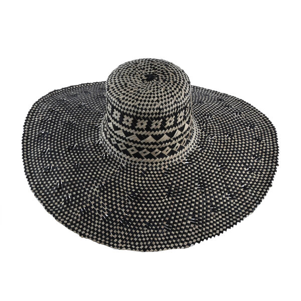Handgemacht in Bali: Gewebter Pandan Strohhut - Schwarz image number 2