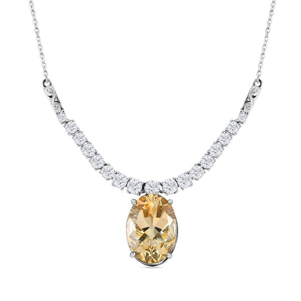 Citrin, wei&szlig;er Zirkon Anh&auml;nger mit Kette im Set, ca. 50 cm, 925 Silber platiniert ca. 15,15 ct image number 6