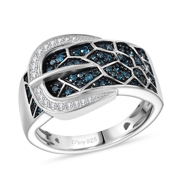 D'Joy Blauer Diamant, Wei&szlig;er Diamant Ring 925 Silber rhodiniert (Gr&ouml;&szlig;e 17.00) ca. 0,51 ct image number 4