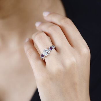 GP Celestial Dream Kollektion - Afrikanischer Amethyst, himmelblauer Topas, Zirkon und Kanchanaburi blauer Saphir-Ring - 1,07 ct.