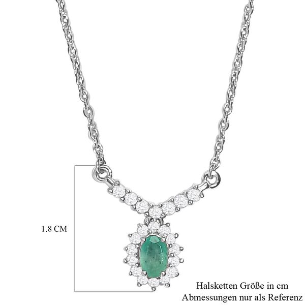 Kagem sambisches Smaragd und wei&szlig;es Zirkon-Collier, ca. 45 cm, 925 Silber platiniert ca. 0,73 ct image number 6