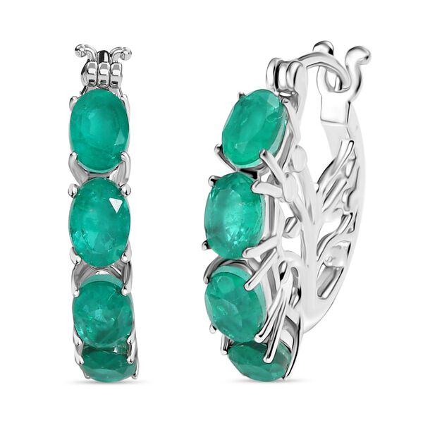 Smaragd-Quarz Triplette Ohrringe Messing ca. 4.98 ct image number 0