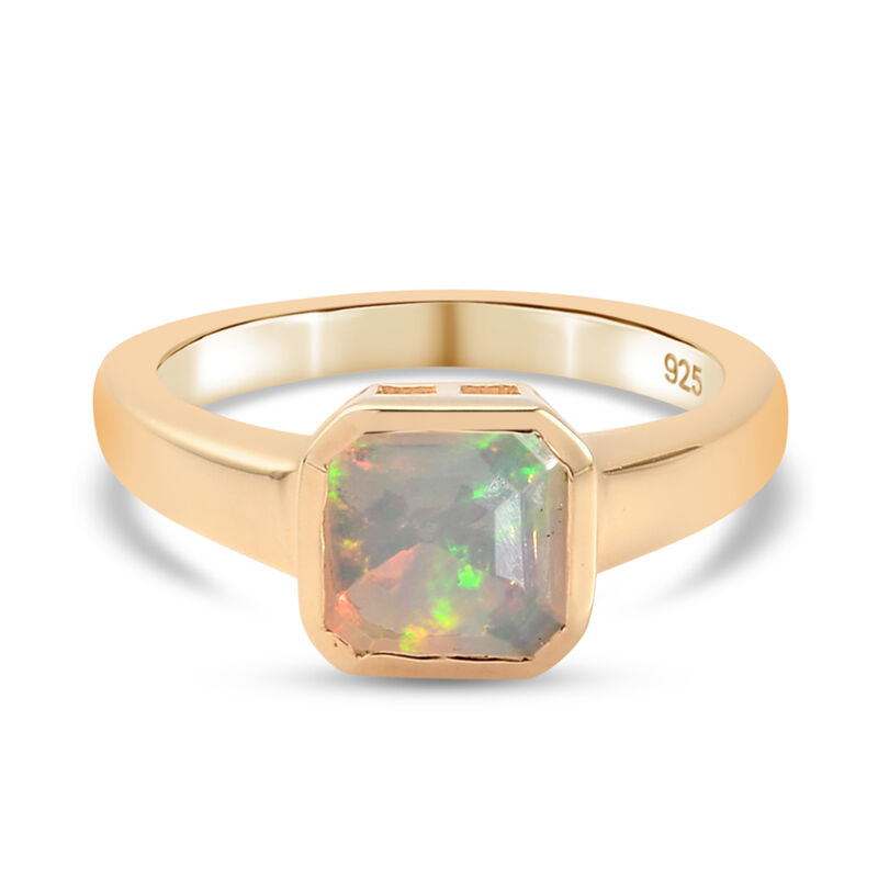 Natürlicher, äthiopischer Opal Solitär-Ring, 925 Silber Gelbgold Vermeil  ca. 0,94 ct image number 0