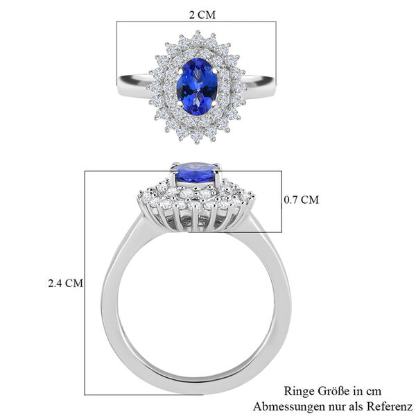 AAA Tansanit und Zirkon Ring - 1,30 ct. image number 7