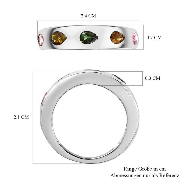 Natürlicher mehrfarbiger Turmalin Ring, 925 Silber platiniert (Größe 20.00) ca. 0.73 ct image number 7