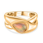 Natürlicher Äthiopischer Opal Solitär Ring 925 Silber 585 Vergoldet image number 0