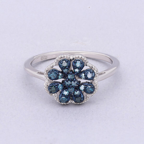 Blauer Diamant Ring, 925 Silber platiniert (Größe 20.00) ca. 0,25 ct image number 1