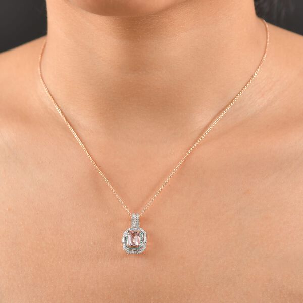 LUXORO zertifiziert und geprüft AAA Rosa Morganit, Paraiba Turmalin und Diamant Anhänger mit 45cm Kette in 585 Roségold - 1,78 ct. image number 2