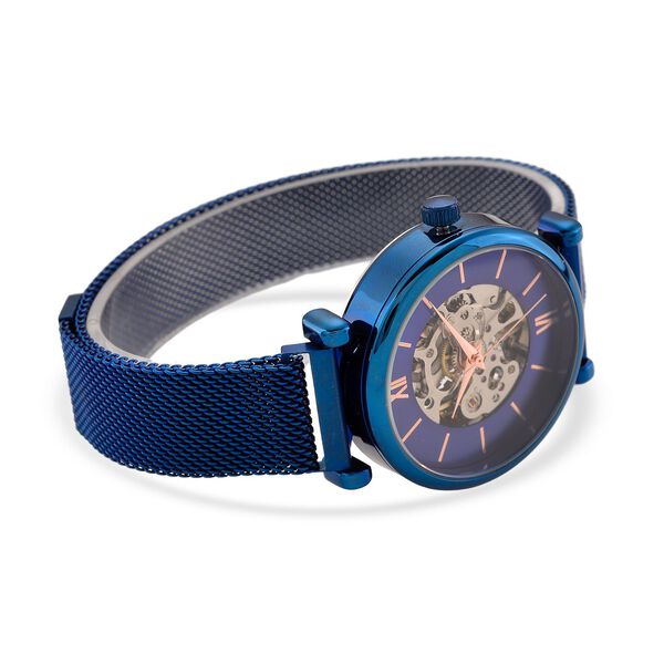 GENOA TIME V2 Automatik-Mechanische Uhr, wei&szlig;es Sonnenschliff-Zifferblatt, Wasserdicht, Blau image number 5