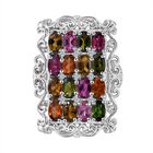 Mehrfarbiger-Turmalin, Weißer Zirkon Ring 925 Silber rhodiniert (Größe 17.00) ca. 3.64 ct