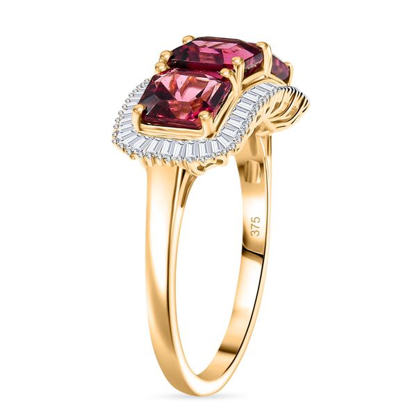 AAA Rubellit und Diamant Ring in 375 Gold - 3,86 ct. image number 5