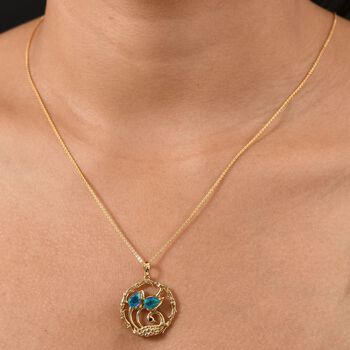 D'joy Pfau Quarz Triplette Anh&auml;nger mit Kette (ca. 45cm), 925 Silber 750 Gelb Vergoldet ca. 1.48 ct