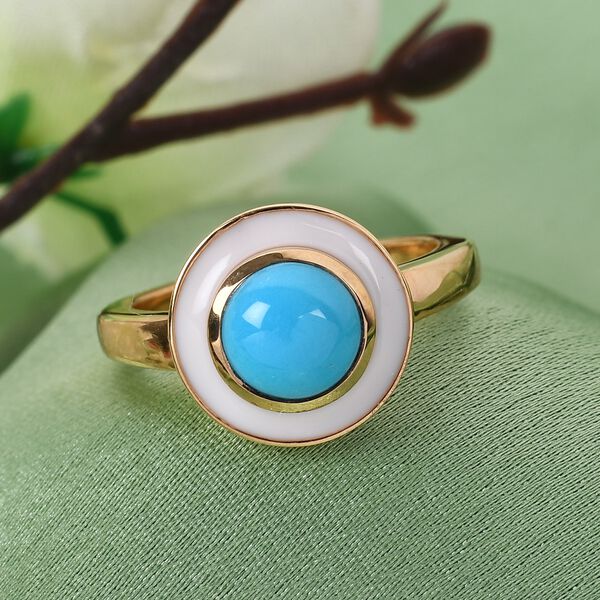 Nat&uuml;rlicher Sleeping Beauty T&uuml;rkis Halo Ring 925 Silber Gelbgold Vermeil image number 2