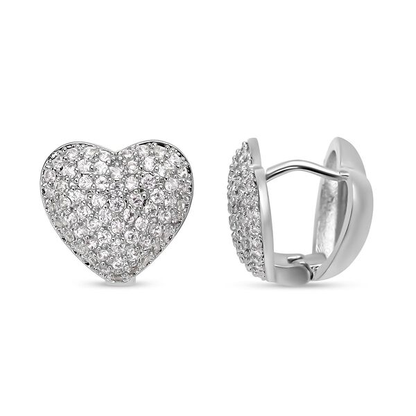 Simulierte Diamant-Herz-Ohrstecker in Silberton, 1,00 ct. image number 4