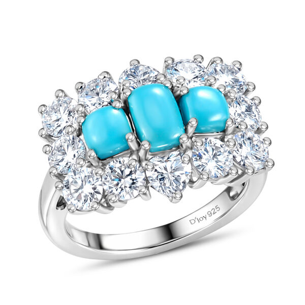 D'Joy Sleeping Beauty T&uuml;rkis Ring 925 Silber Rhodiniert (Gr&ouml;&szlig;e 19.00) ca. 3,56 ct image number 3