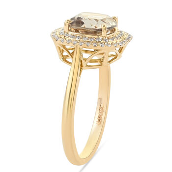 ILIANA AAA Turkizit und Diamant-Ring, SI G-H, 750 Gelbgold  ca. 2,81 ct