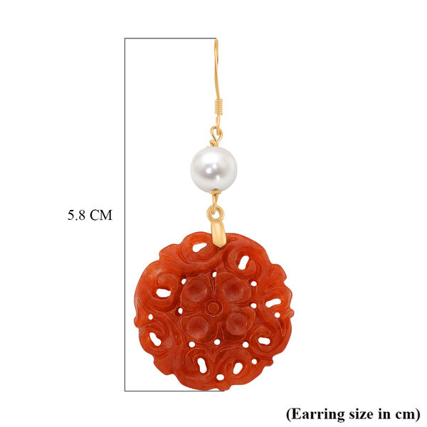 D'Joy rote Jade und chinesische Akoya-Perle Ohrringe image number 6