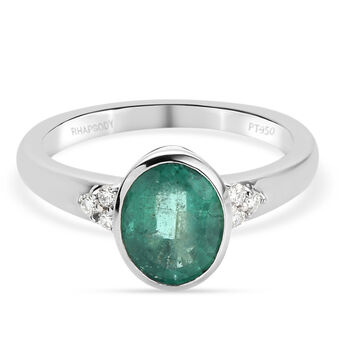 RHAPSODY AAAA sambischer Smaragd und Diamant-Ring, VS E-F, 950 Platin (Gr&ouml;&szlig;e 20.00) ca. 1.84 ct