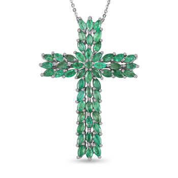 Kagem Sambischer Smaragd, Schmuckset, 925 Silber platiniert, ca. 4.00 ct