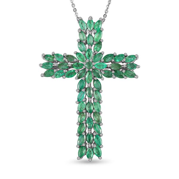 Kagem Sambischer Smaragd, Schmuckset, 925 Silber platiniert, ca. 4.00 ct