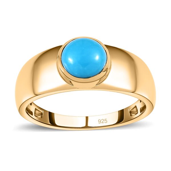 2er Set - Amerikanischer nat&uuml;rlicher Sleeping Beauty T&uuml;rkis Ring und Ohrringe, 925 Silber Gelbgold Vermeil ca. 4.80 ct image number 4