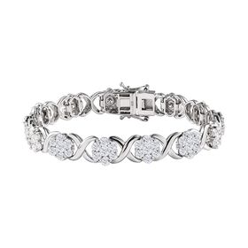 Moissanit-Blütenzauber Armband in Infinity-Design, ca. 19 cm, 925 Silber platiniert, ca. 10.97 ct