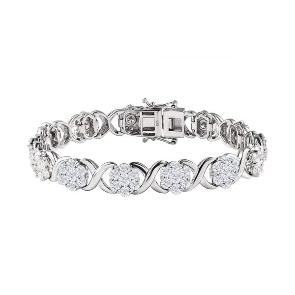 Moissanit-Blütenzauber Armband in Infinity-Design, ca. 19 cm, 925 Silber platiniert, ca. 10.97 ct image number 0