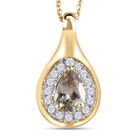 AAA Turkizit und weißer Zirkon-Anhänger mit Kette, 925 Silber Gelbgold Vermeil ca. 0,93 ct