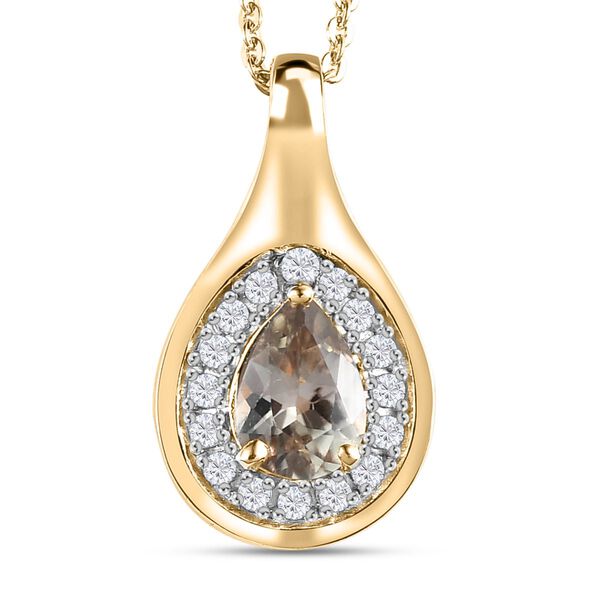 AAA Turkizit und wei&szlig;er Zirkon-Anh&auml;nger mit Kette, 50 cm - 0,93 ct.