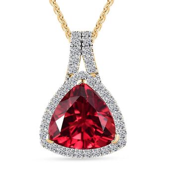 AAA Lab Grown Padparadscha-Saphir, Lab Grown Diamant Schmuckset ca. 45 cm 417 Gold, 417 Gold Gelbes Gold ca. 3.87 ct