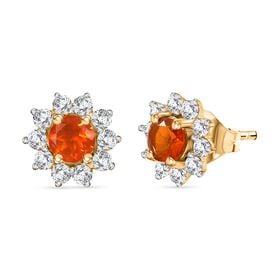 AAA Mexikanischer purpurroter Feueropal und Zirkon Ohrringe - 1 ct.