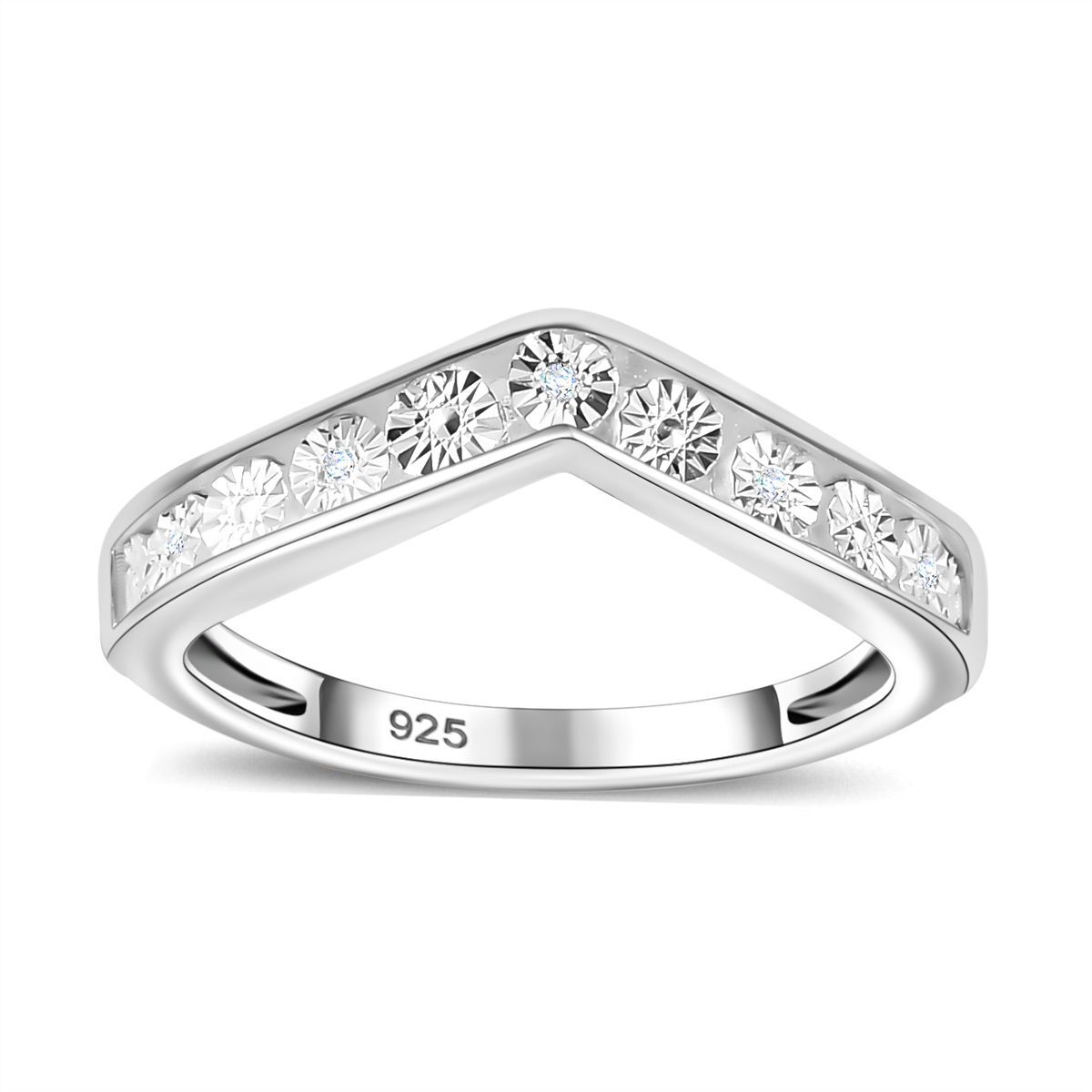 WeiBer Diamant Ring 925 Silber GroBe 19.00 ca
