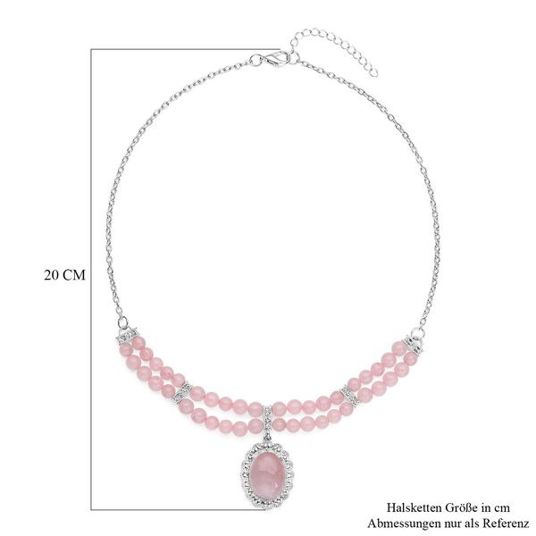 Rosenquarz Halskette, ca. 45 cm, silberfarben ca. 96,00 ct image number 3