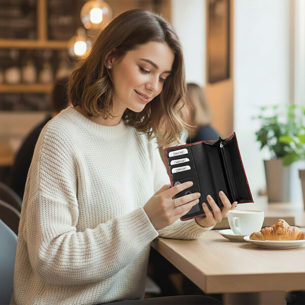 "RfidProtected 100% Lizard Print Embossed Genuine Leather Women's Wallet Color : Brown Size:7.25x4 INCH " image number 2