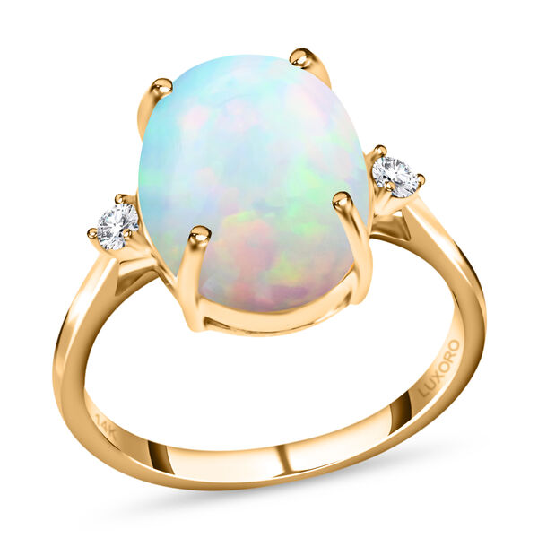 LUXORO AAA Nat&uuml;rlicher. &auml;thiopischer Welo Opal und Diamant Ring in 585 Gold - 3,60 ct.