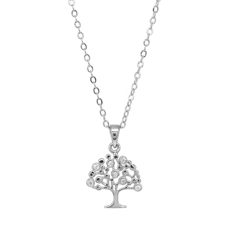 LUSTRO STELLA - Zirkonia Baum des Lebens Anhänger mit Kette ca. 45 cm 925 Silber rhodiniert ca. 0,07 ct image number 0