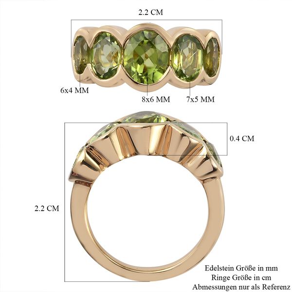Peridot 5 Stein Ring 925 Silber 585 Vergoldet image number 7